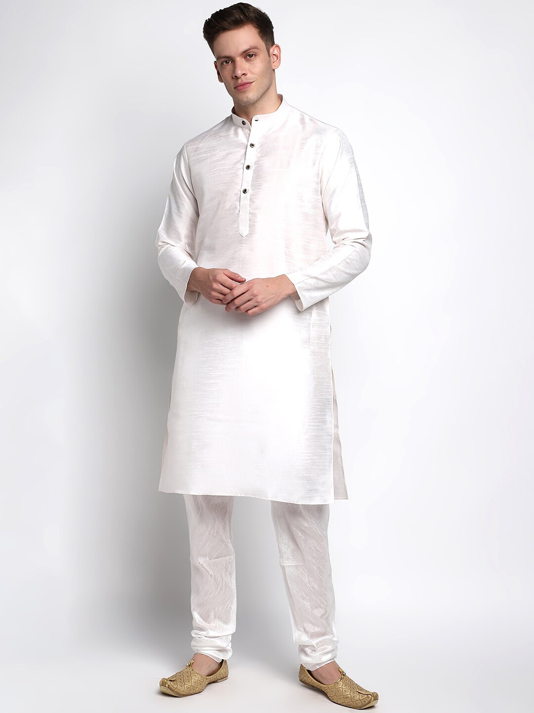 

DEVOILER Men White Kurta with Pyjamas