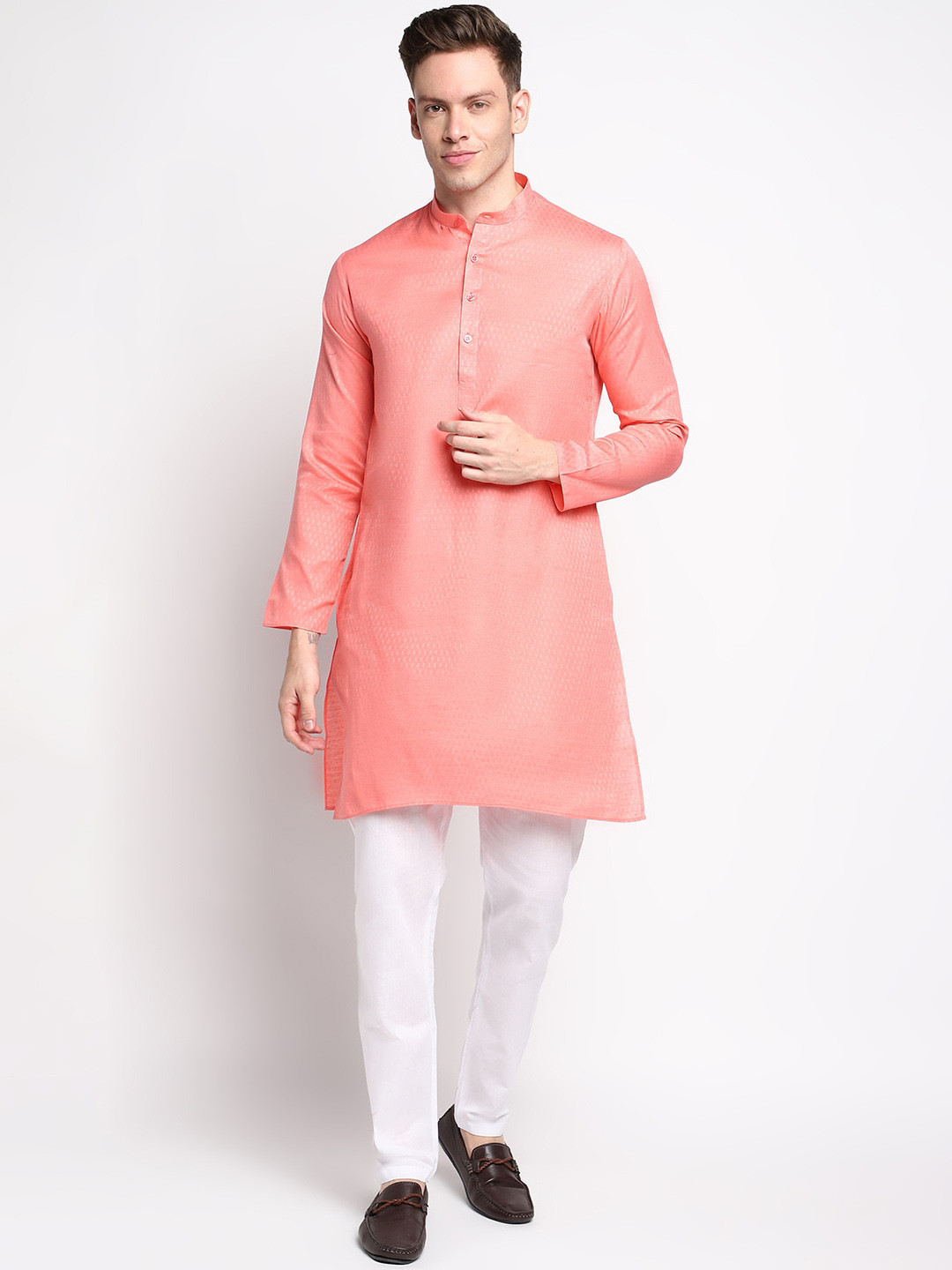 

DEVOILER Men Pink Kurta with Pyjamas