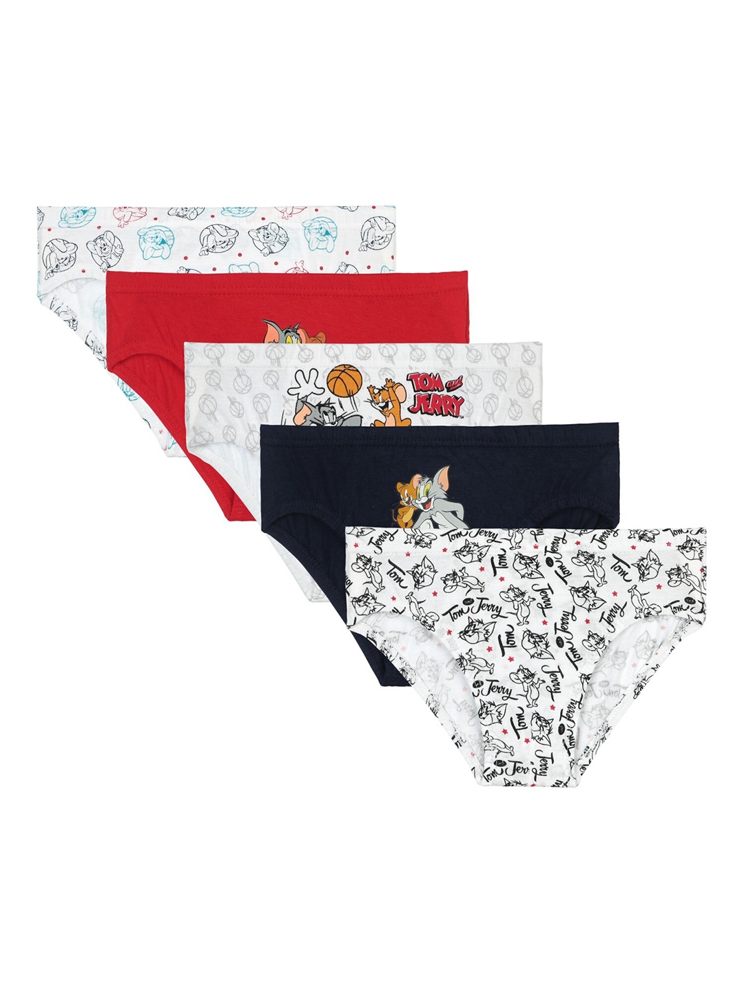 

Bodycare Kids Boys Pack Of 5 Tom & Jerry Cotton Mid-Rise Basic Briefs, Assorted