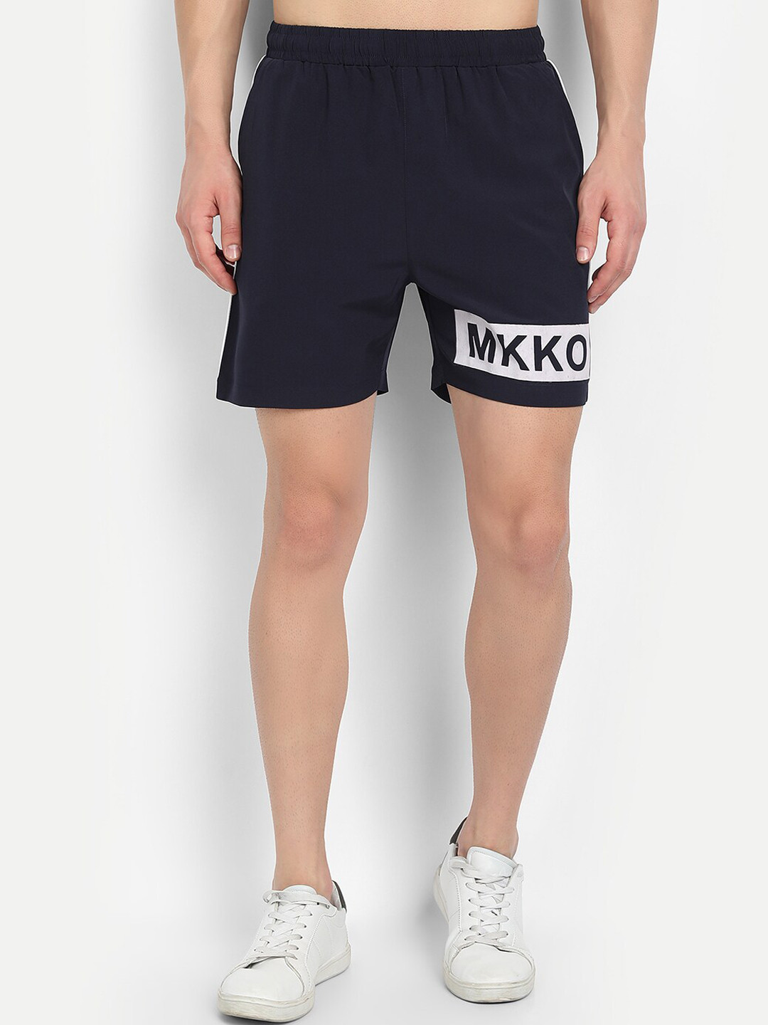 

MKKO Men Navy Blue Solid Training or Gym Sports Shorts
