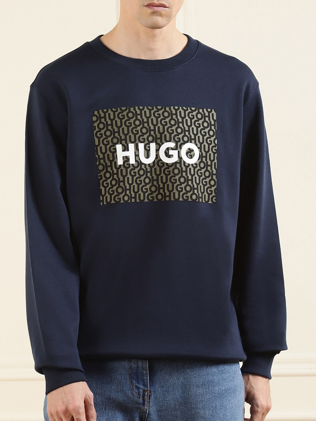 

HUGO Men Blue Printed Sweatshirt