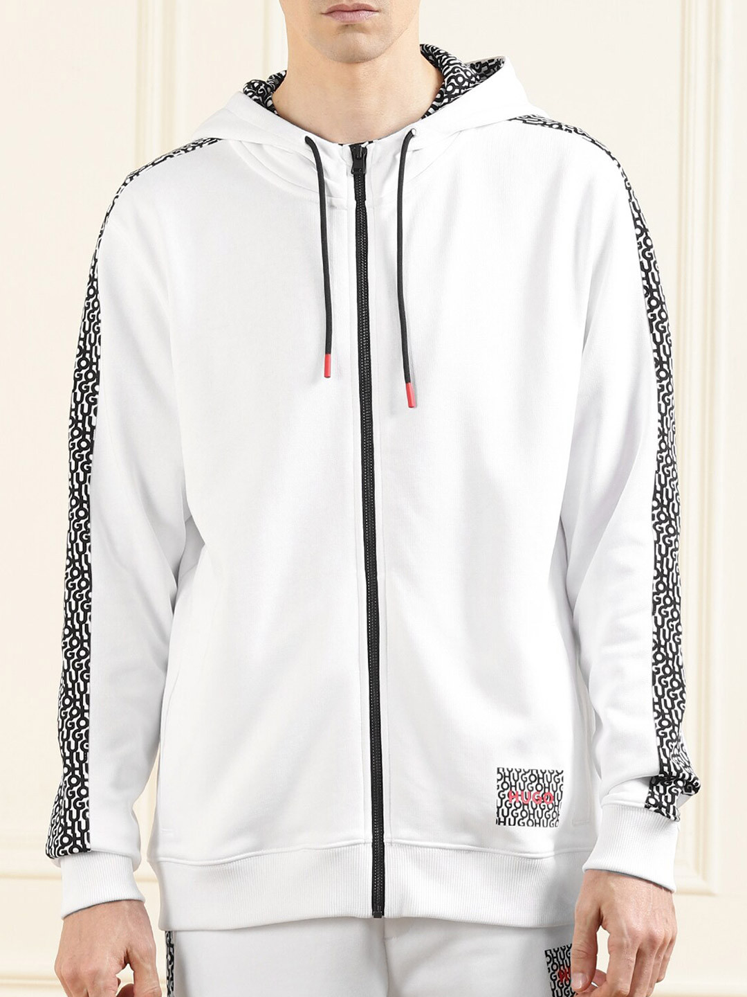 

HUGO Men White Hooded Sweatshirt