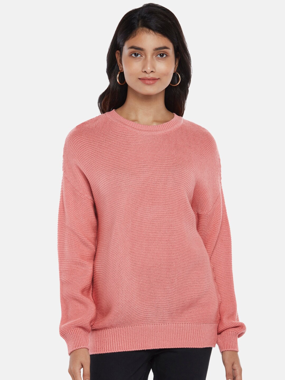 

Honey by Pantaloons Women Pink Cable Knit Acrylic Pullover