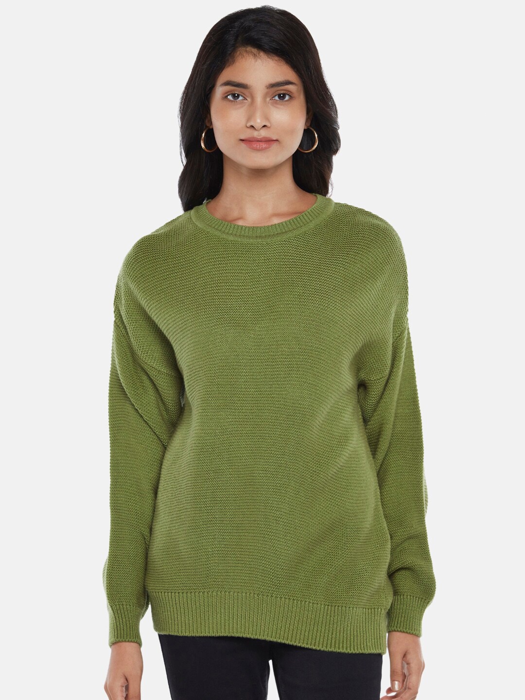 

Honey by Pantaloons Women Green Cable Knit Pullover
