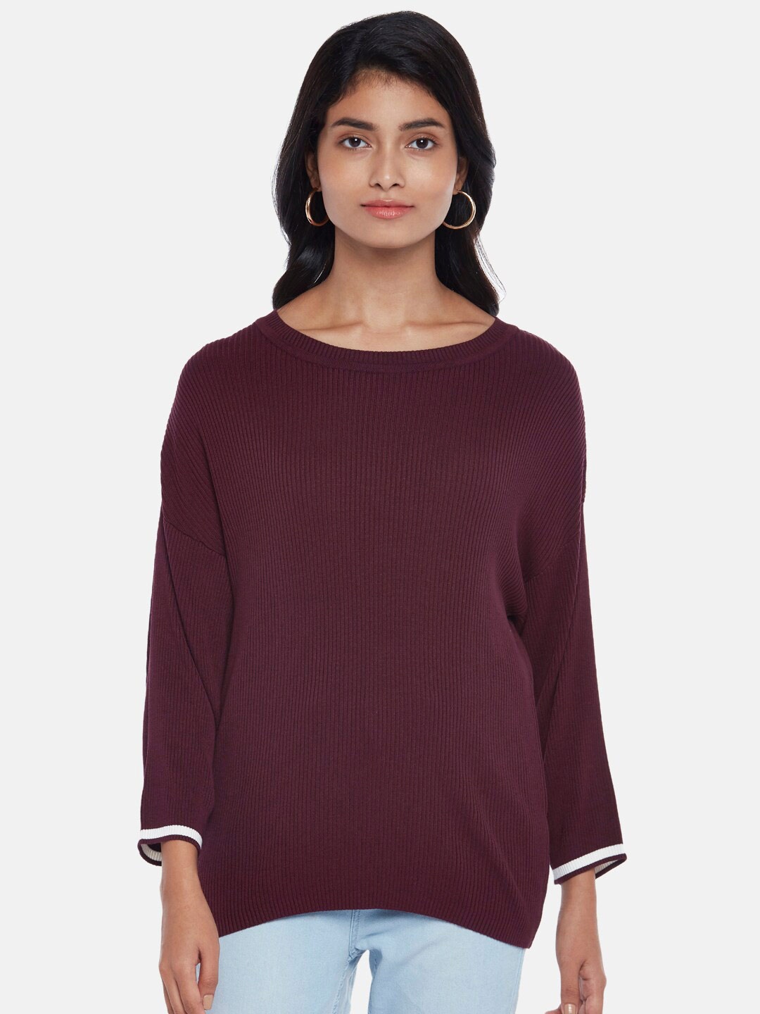 

Honey by Pantaloons Women Purple Cable Knit Pullover
