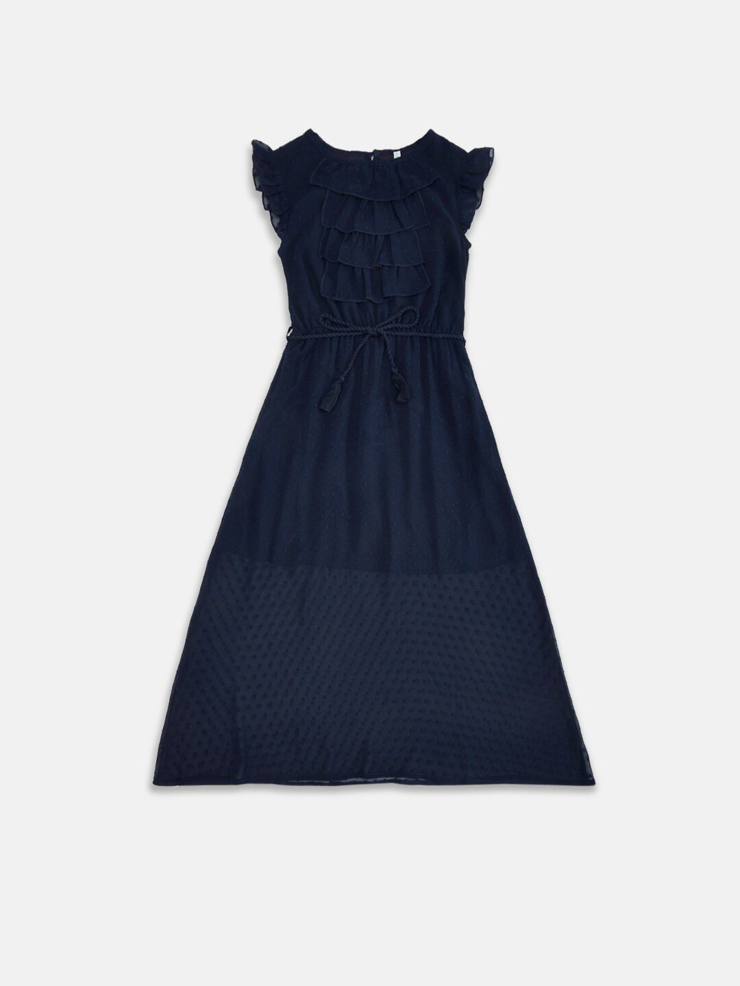 

Pantaloons Junior Girls Navy Blue Fit And Flare Georgette Maxi Dress