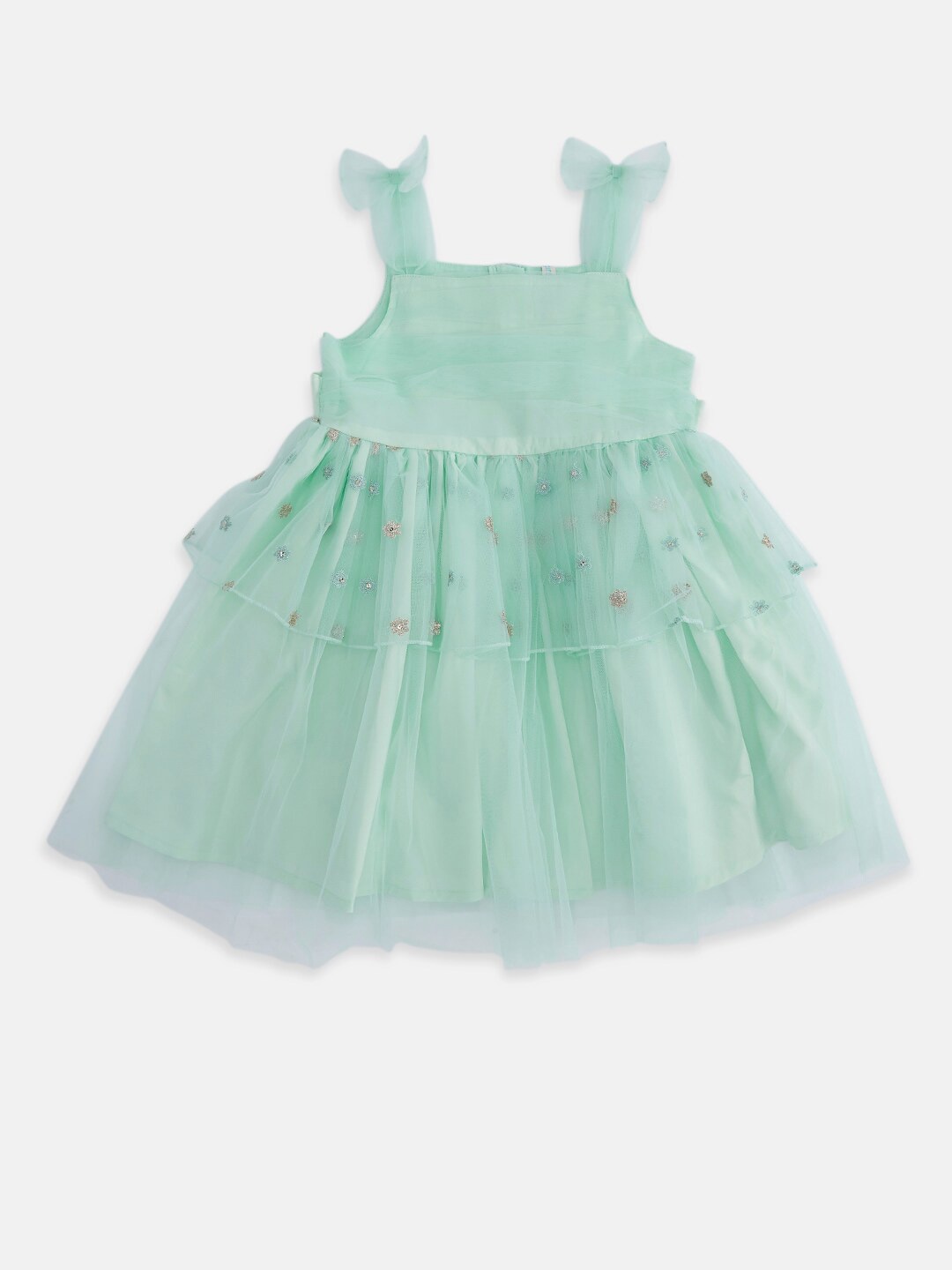 

Pantaloons Junior Girls Green Embellished Net Dress