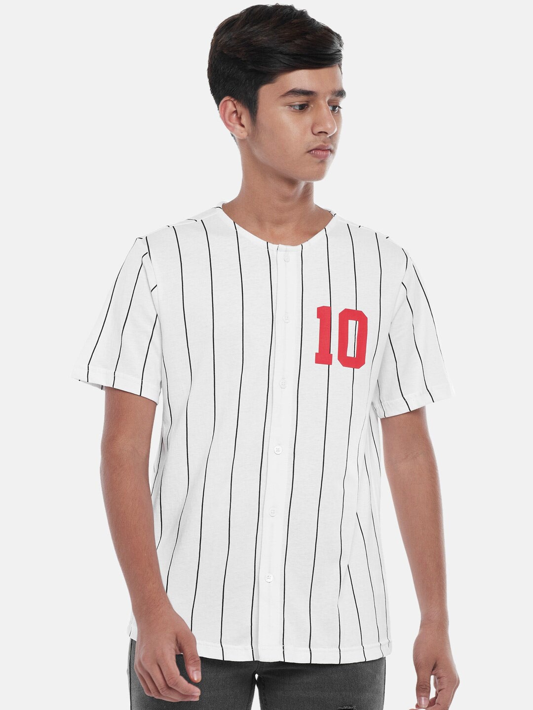 

Coolsters by Pantaloons Boys White Striped Casual Shirt