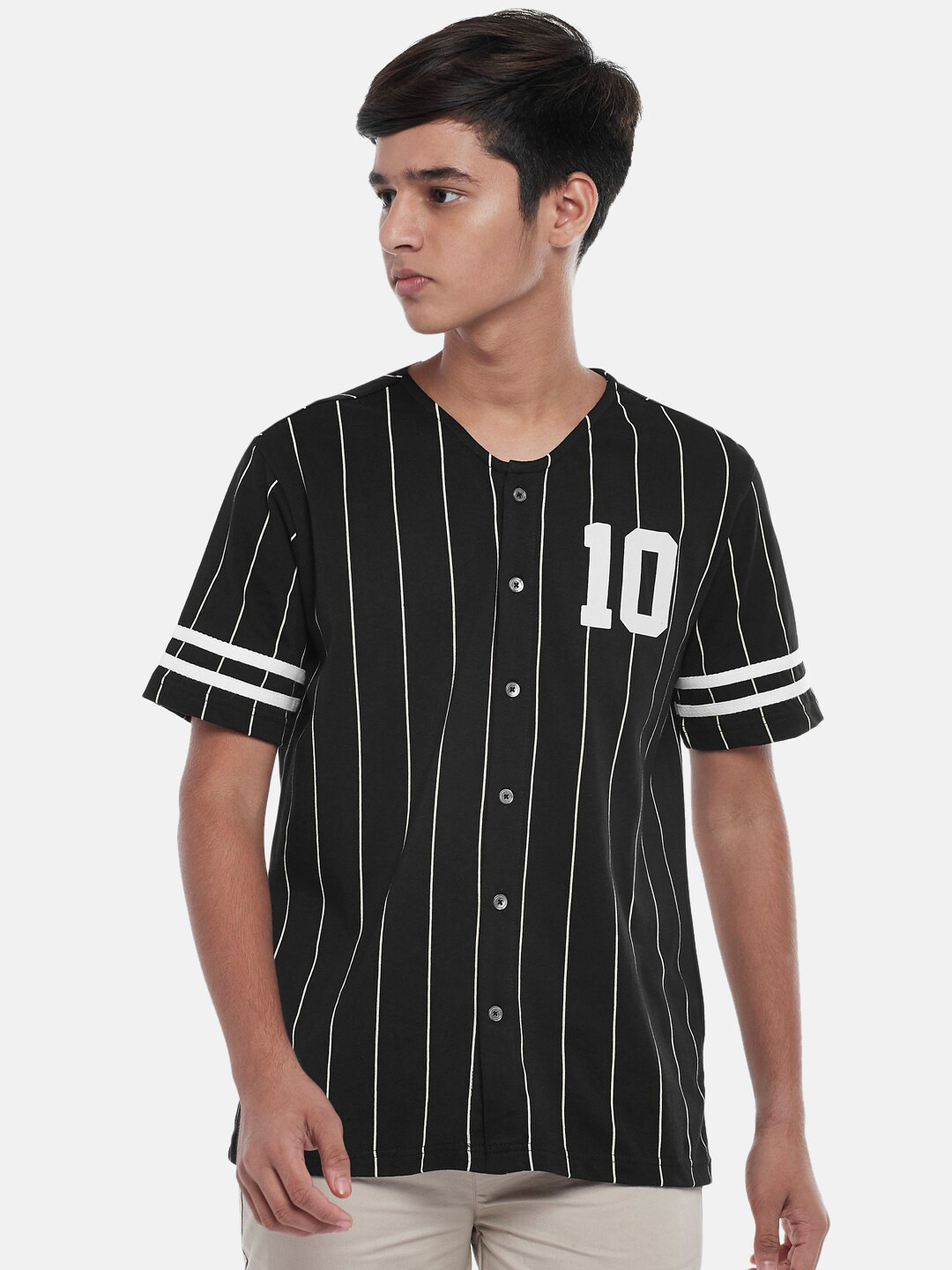 

Coolsters by Pantaloons Boys Black Striped Casual Shirt