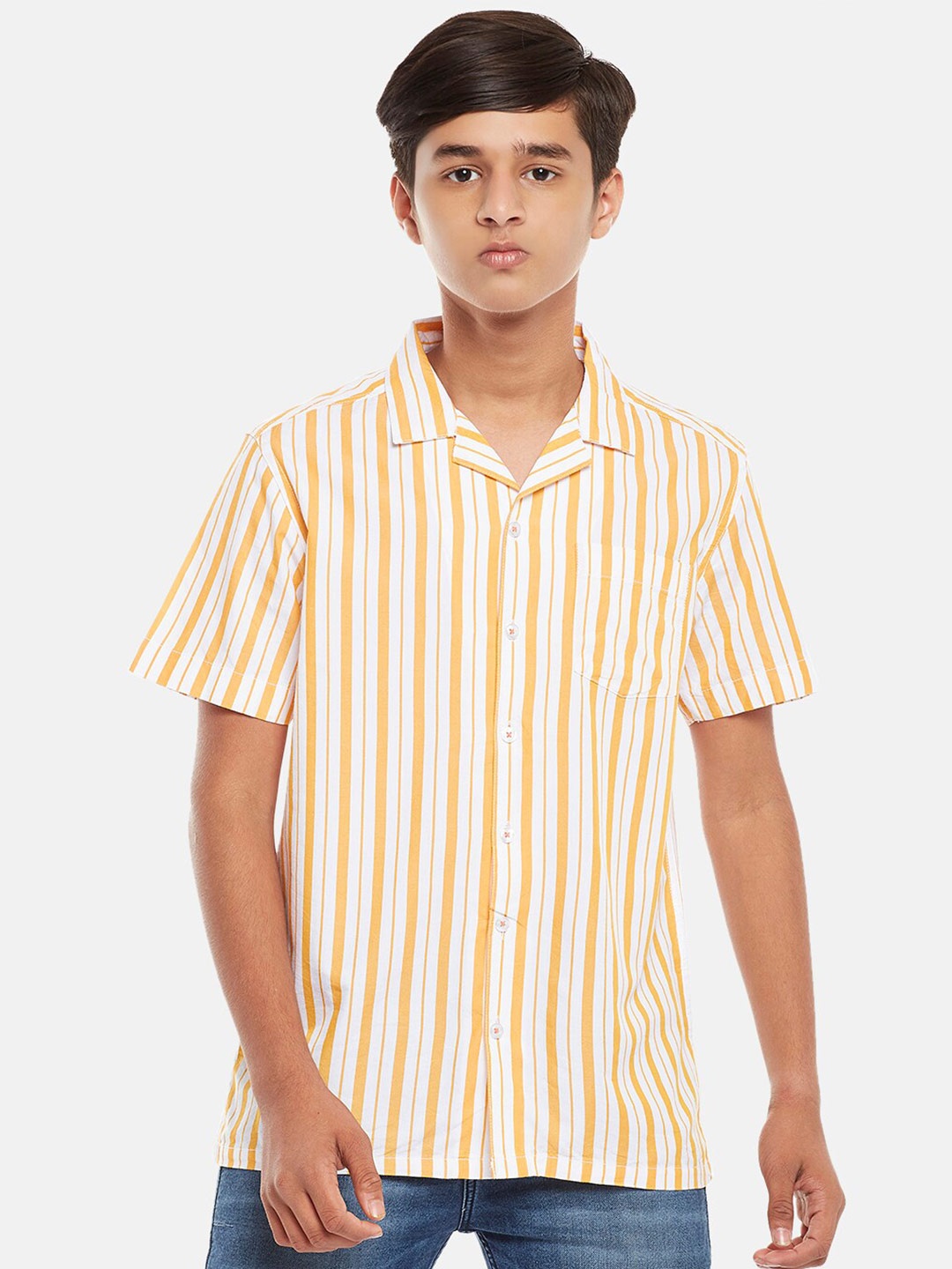 

Coolsters by Pantaloons Boys Orange Striped Casual Shirt