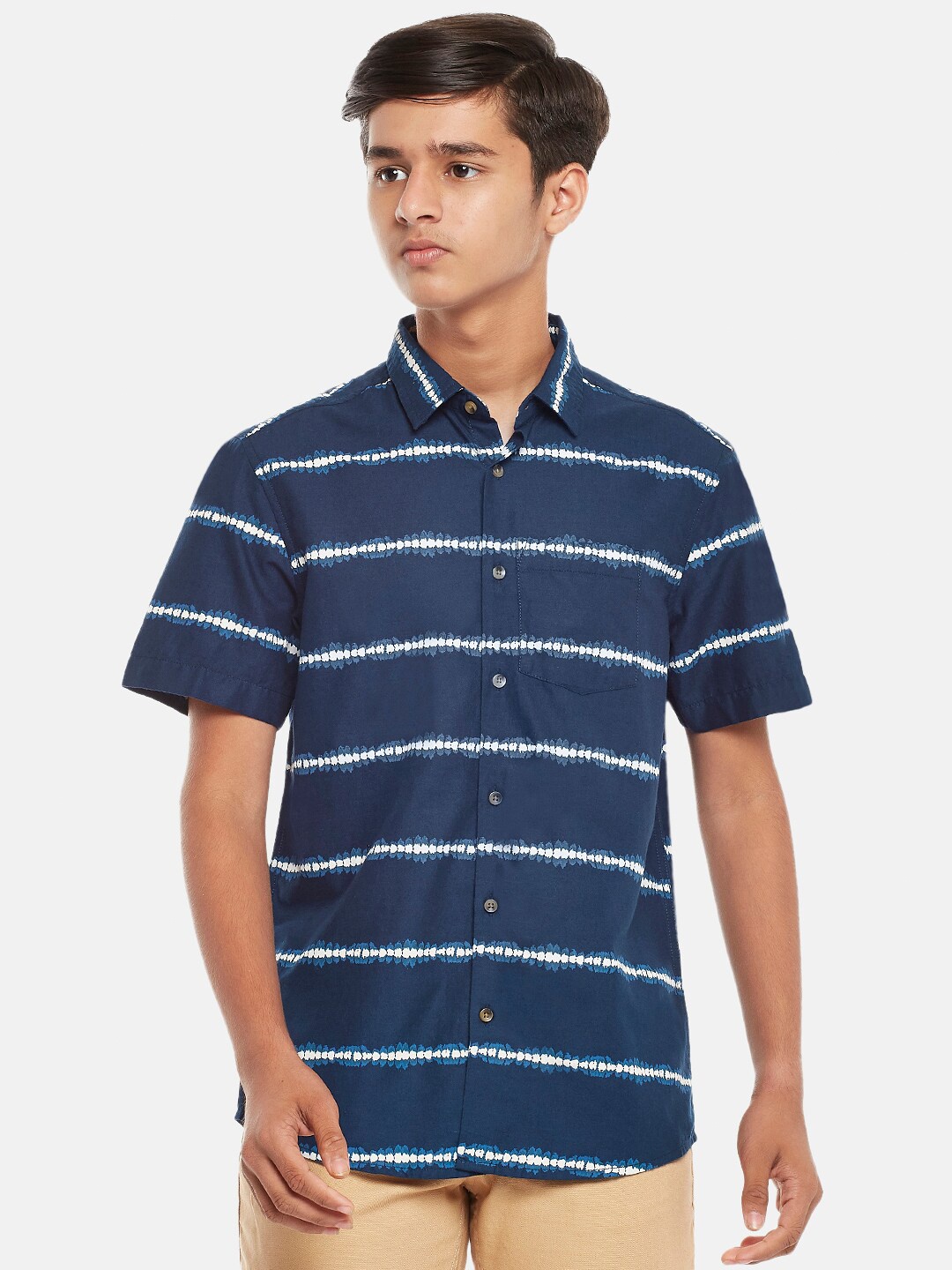 

Coolsters by Pantaloons Boys Navy Blue Horizontal Stripes Striped Casual Shirt
