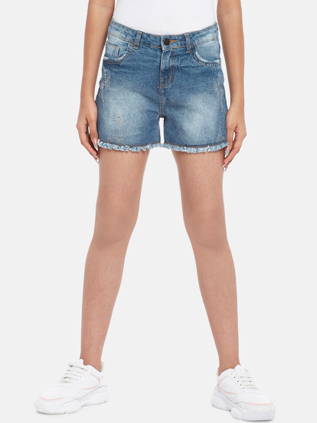 

Coolsters by Pantaloons Girls Blue Washed Denim Shorts