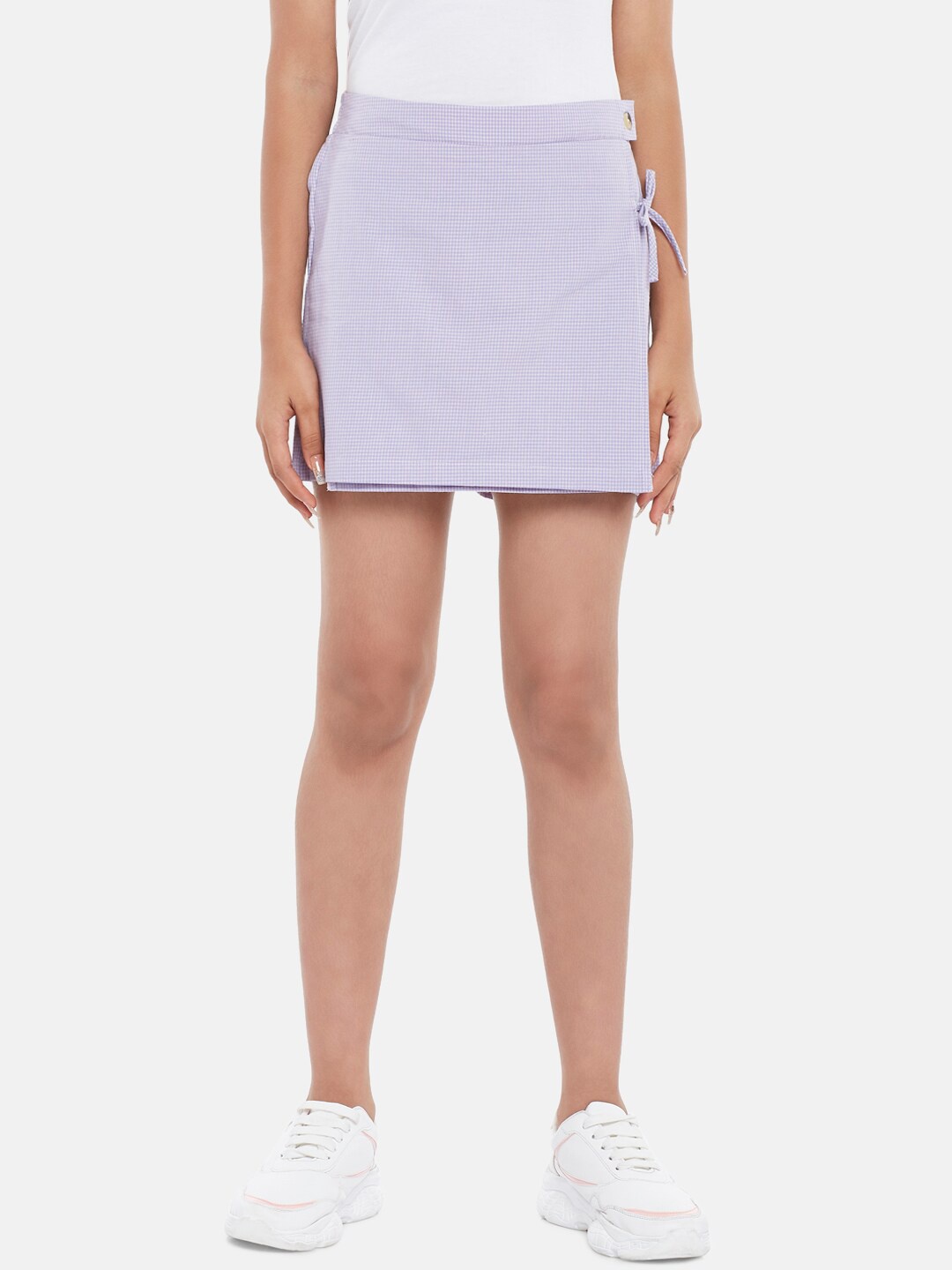 

Coolsters by Pantaloons Girls Lavender Checked Cotton Overlap Skorts
