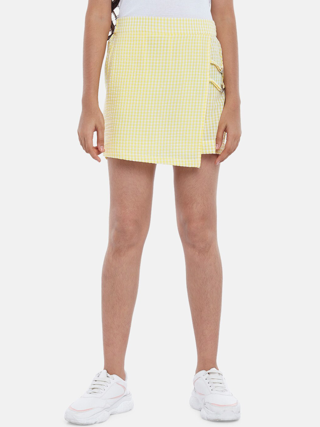 

Coolsters by Pantaloons Girls Yellow Gingham Print Front Overlap Panel Mini Skort