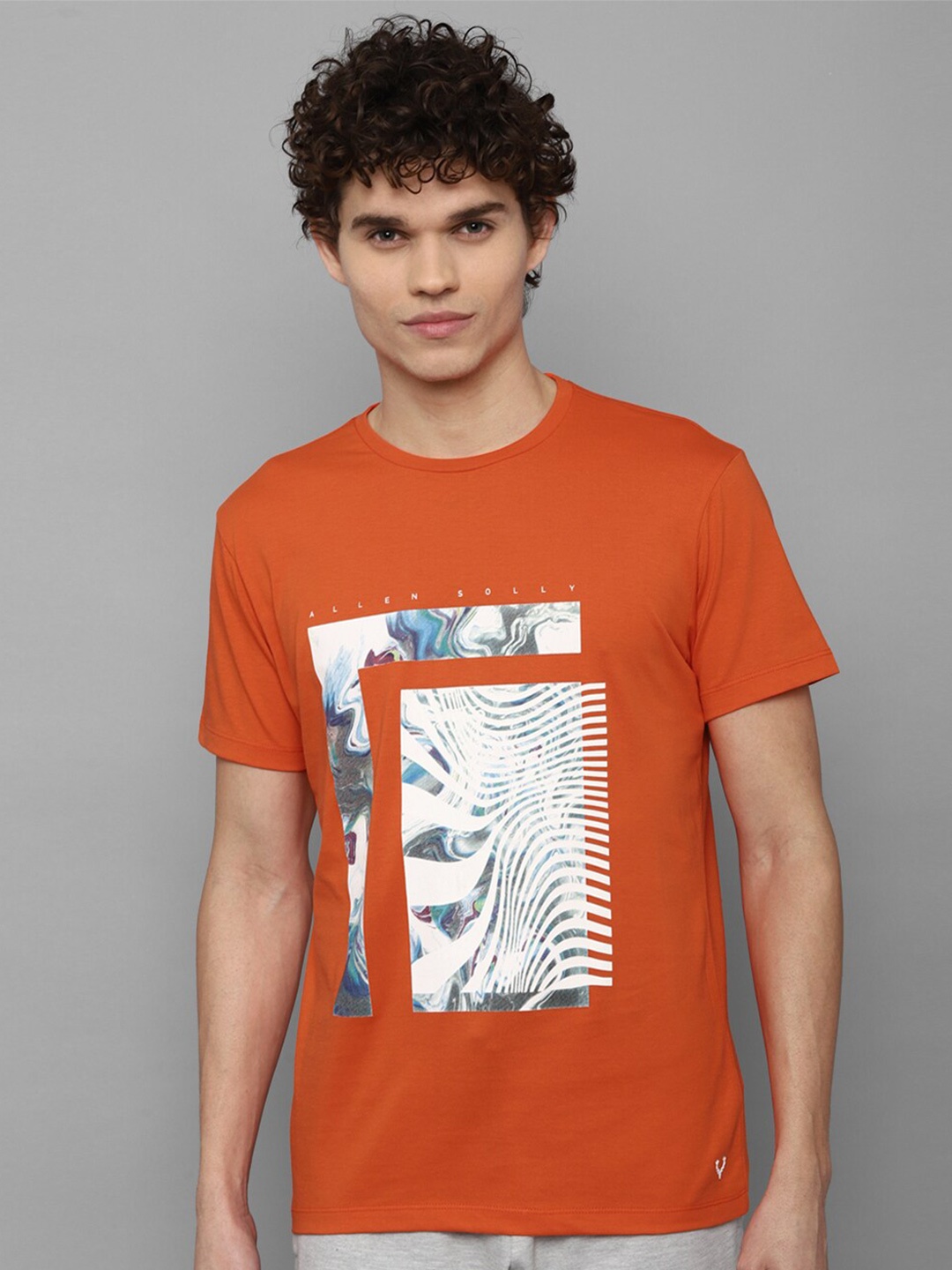 

Allen Solly Tribe Men Orange Printed Cotton Slim Fit T-shirt