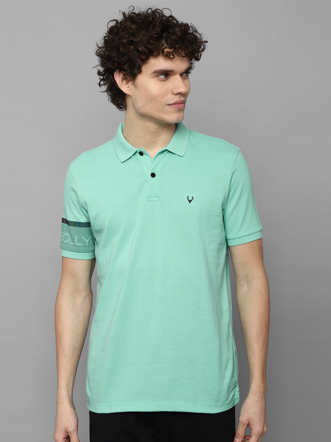 

Allen Solly Tribe Men Blue Solid Cotton Polo Collar T-shirt