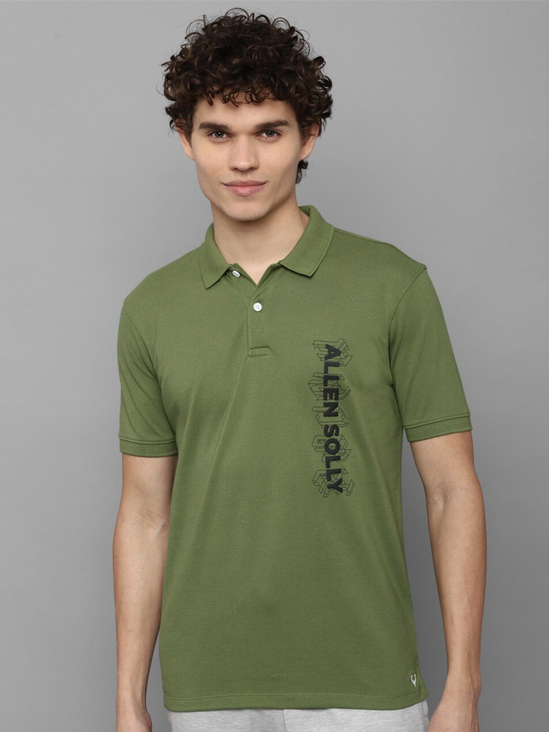

Allen Solly Tribe Men Olive Green Polo Collar Applique T-shirt