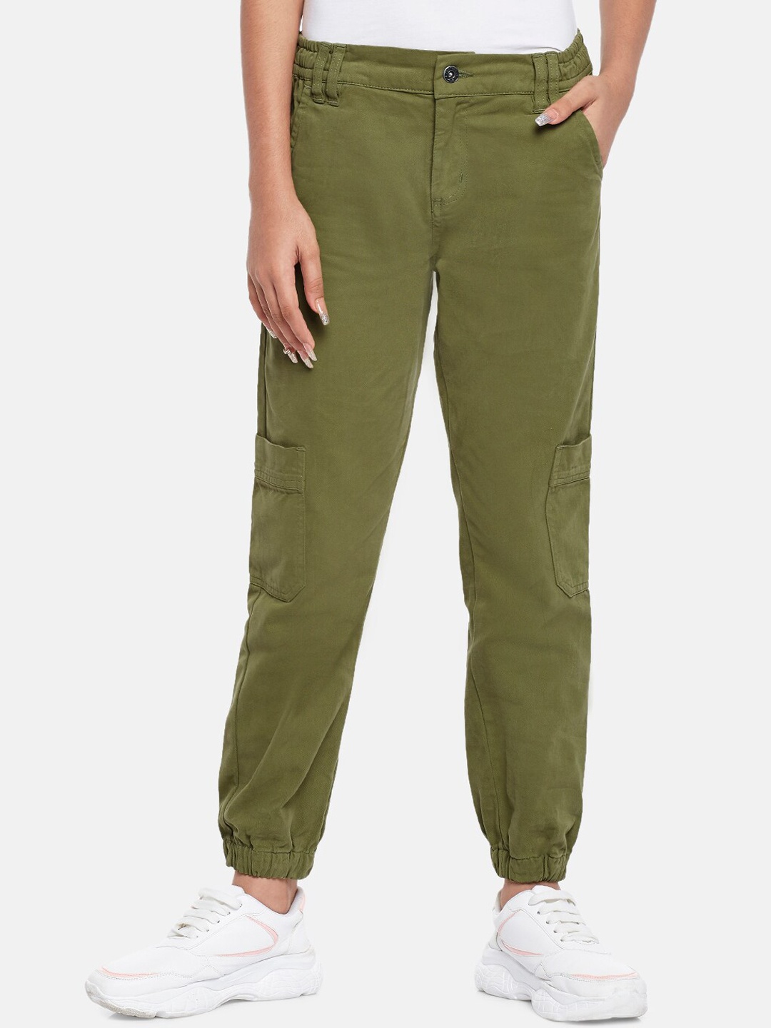 

Coolsters by Pantaloons Girls Olive Green Joggers Trousers