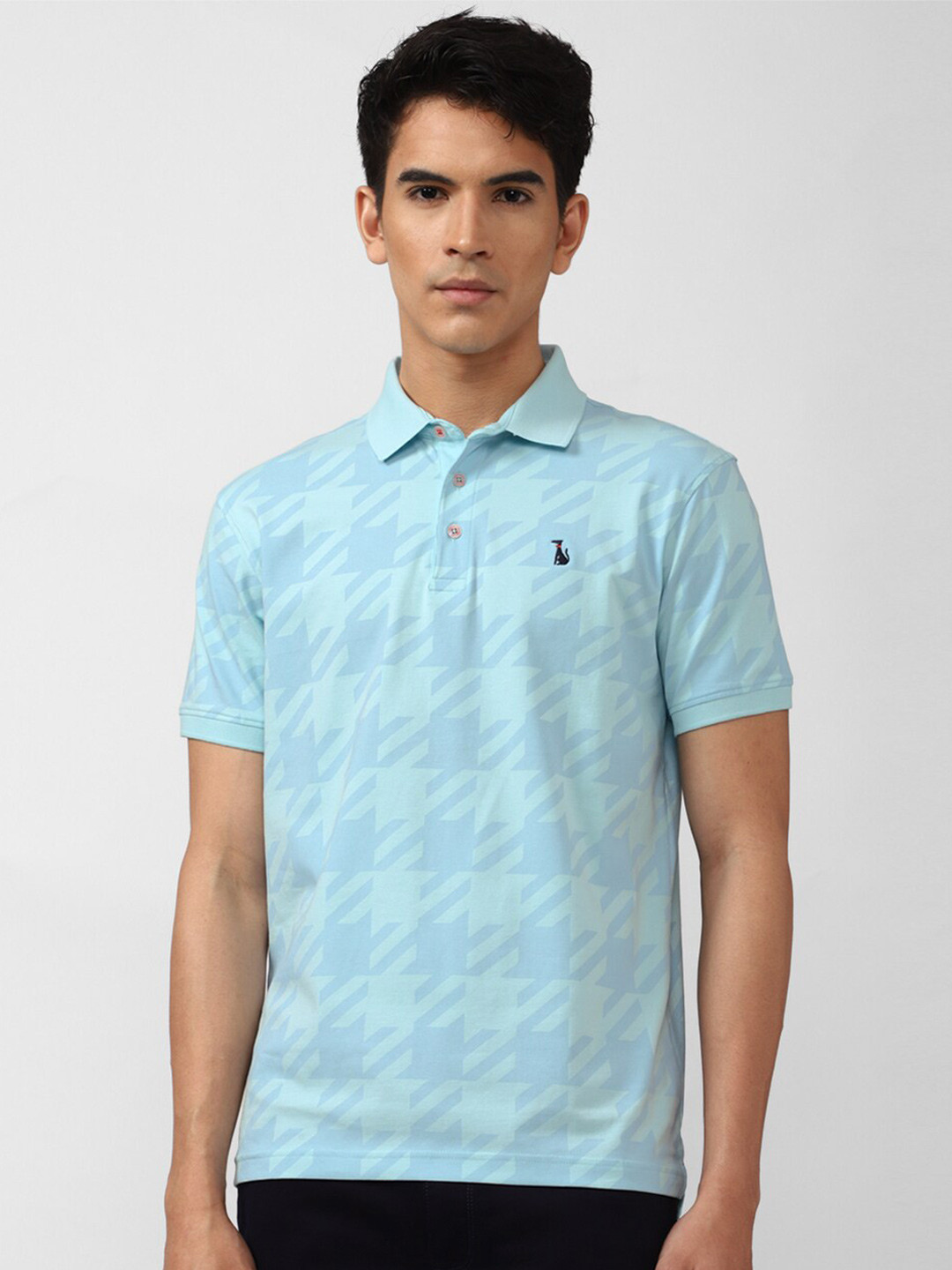 

SIMON CARTER LONDON Men Blue Polo Collar Slim Fit T-shirt