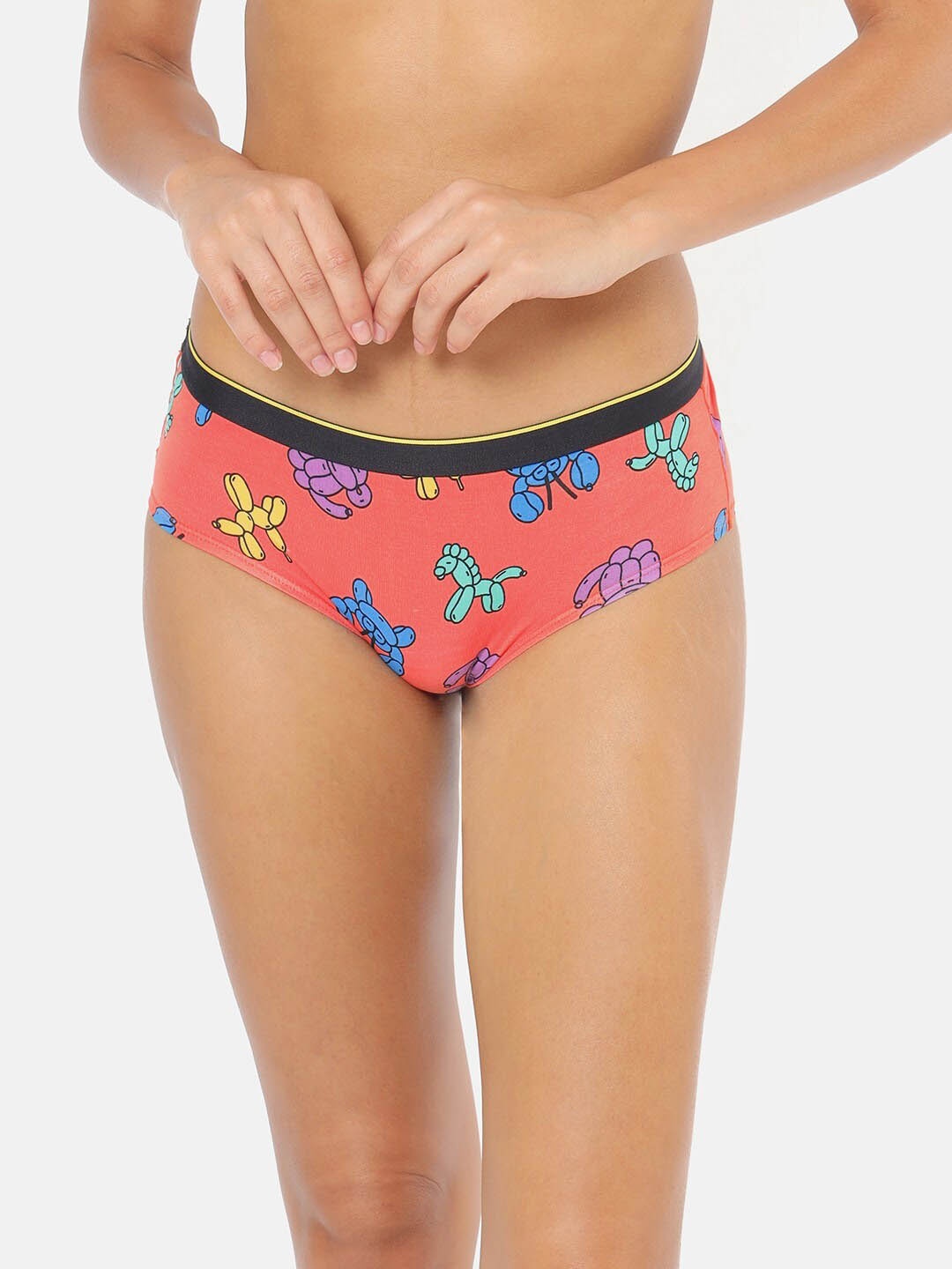 

bummer Women Pink & Black Floaties Printed Micro Modal Mid-Rise Hipster Briefs
