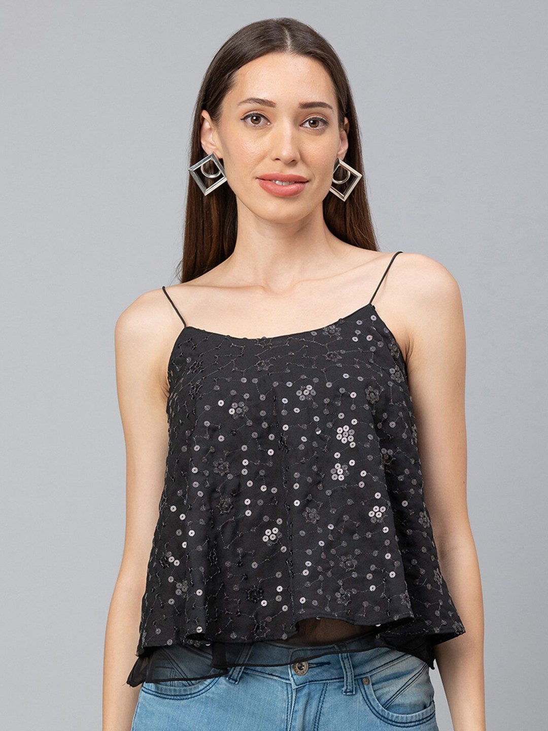 

Globus Black Embellished Tank Top