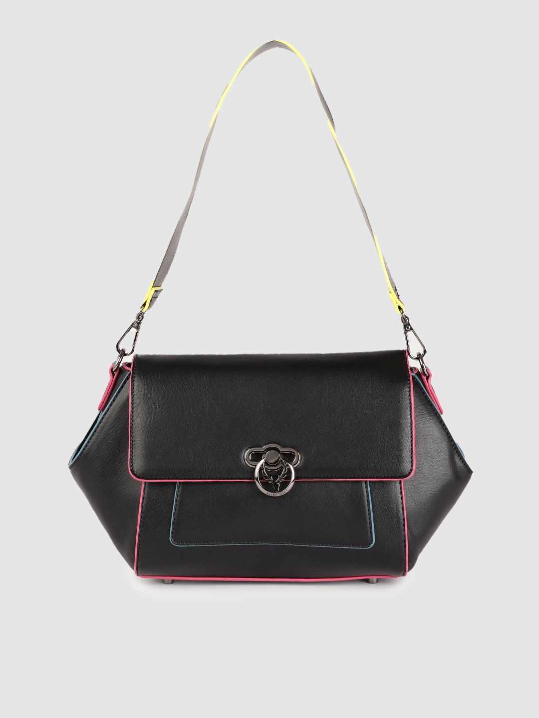 

Allen Solly Black Solid Structured Handheld Bag