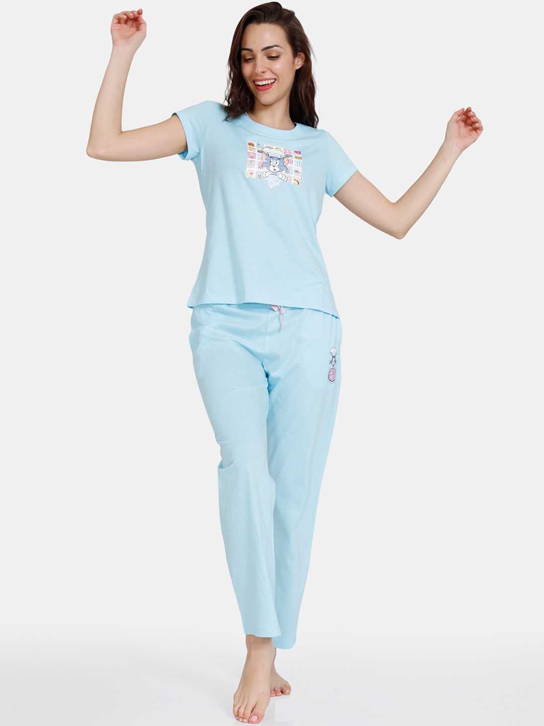 

Zivame Women Blue & White Night suit