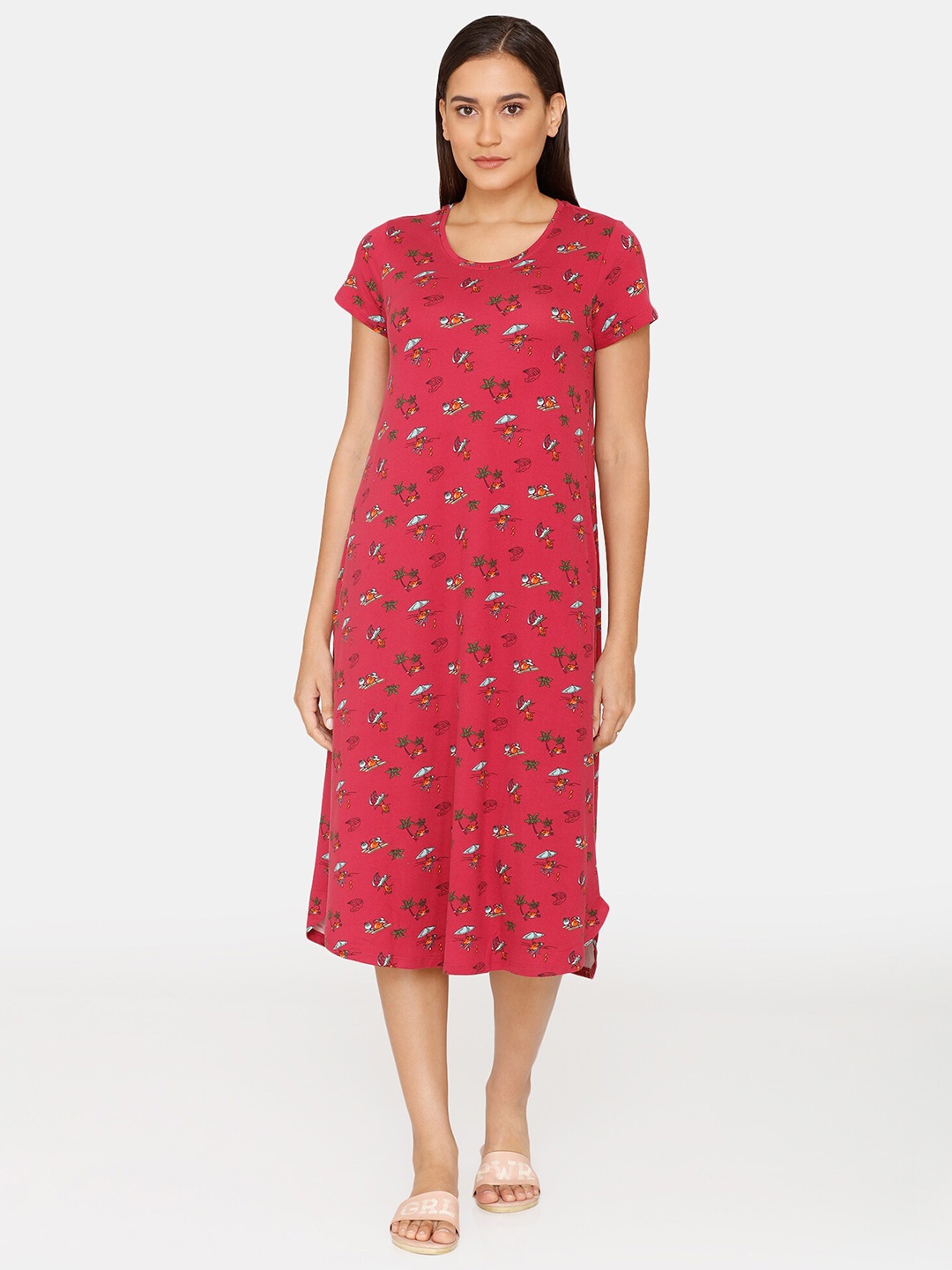

Zivame Maroon Printed Nightdress
