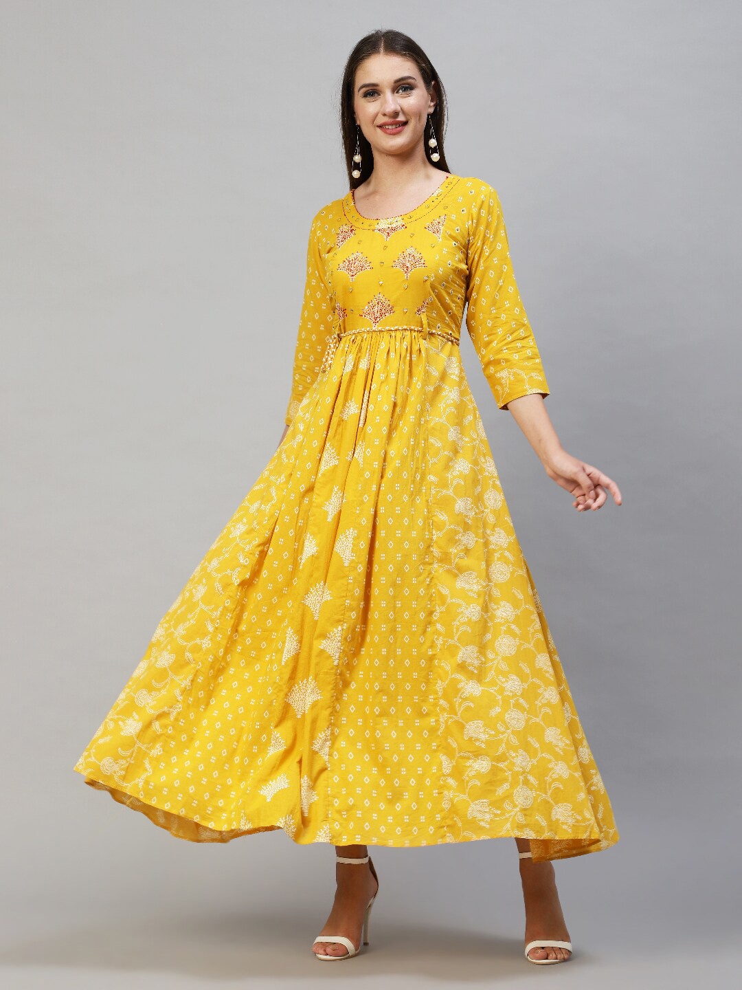 

FASHOR Yellow Floral Maxi Party Dress