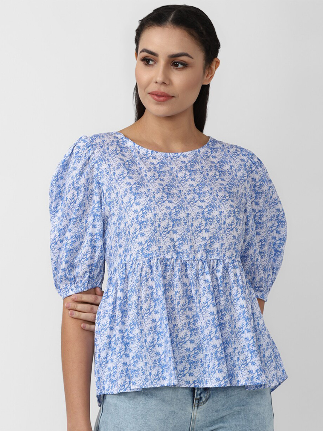 

Van Heusen Woman Blue Floral Print Top
