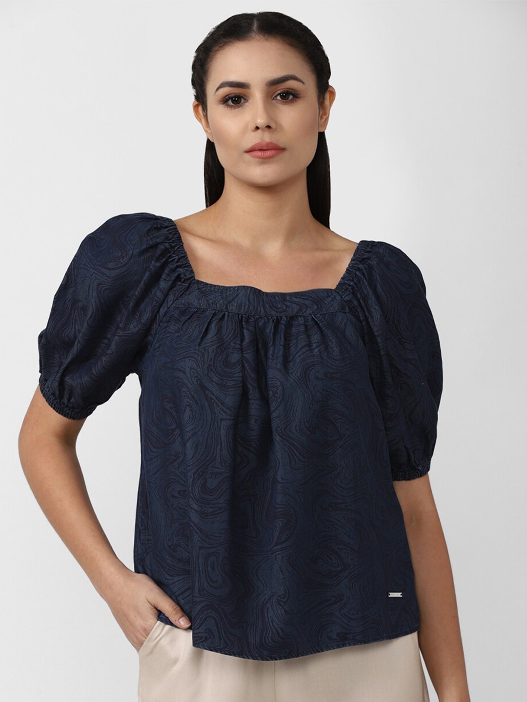 

Van Heusen Woman Print Formal Top, Navy blue