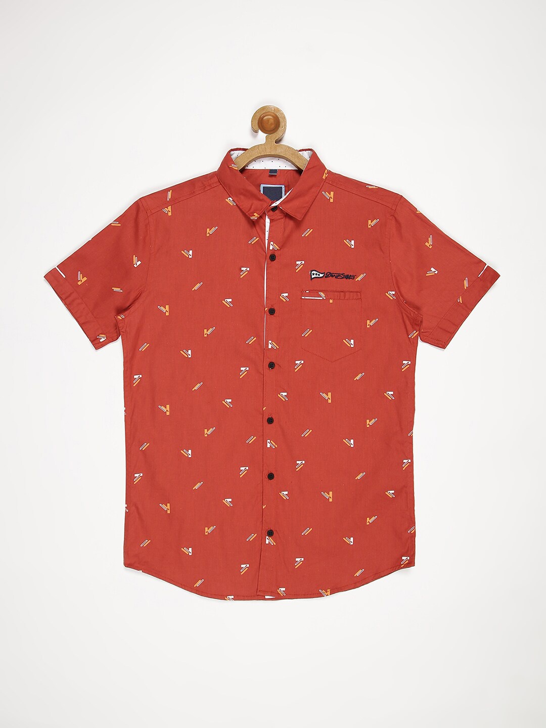 

V2 Value & Variety Boys Orange Printed Casual Shirt