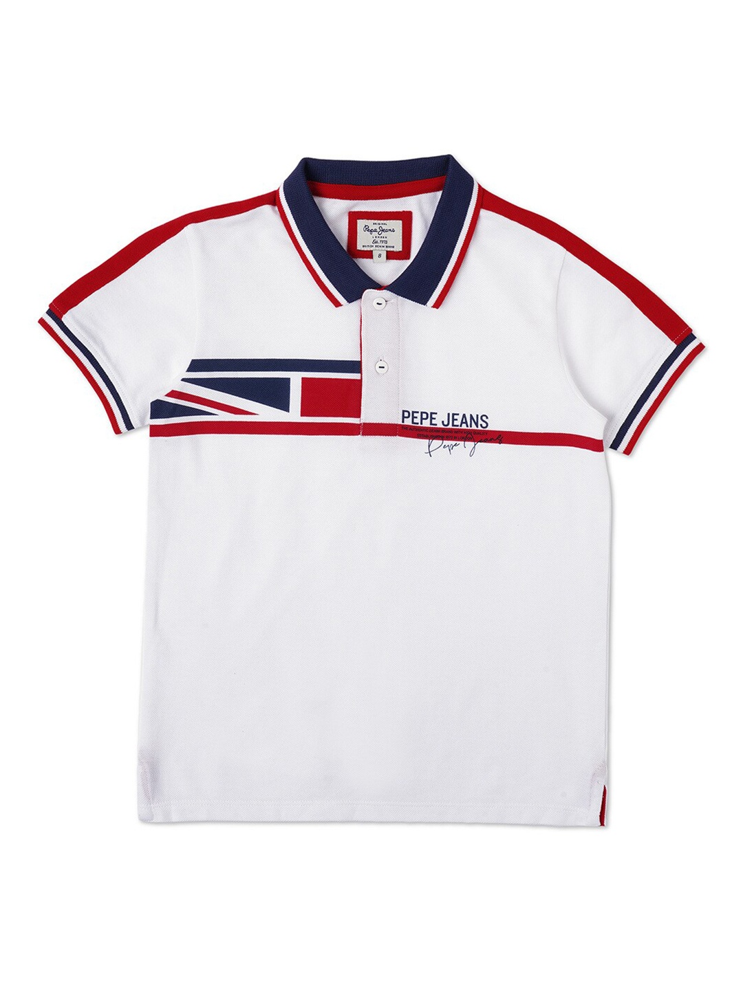 

Pepe Jeans Boys White Striped Polo Collar T-shirt