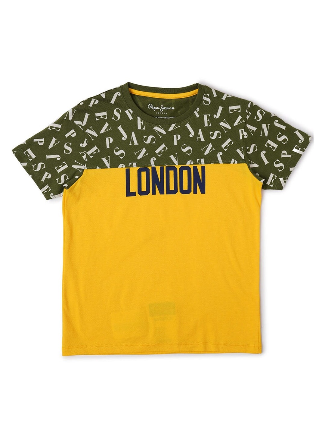 

Pepe Jeans Boys Green & Yellow Colourblocked T-shirt