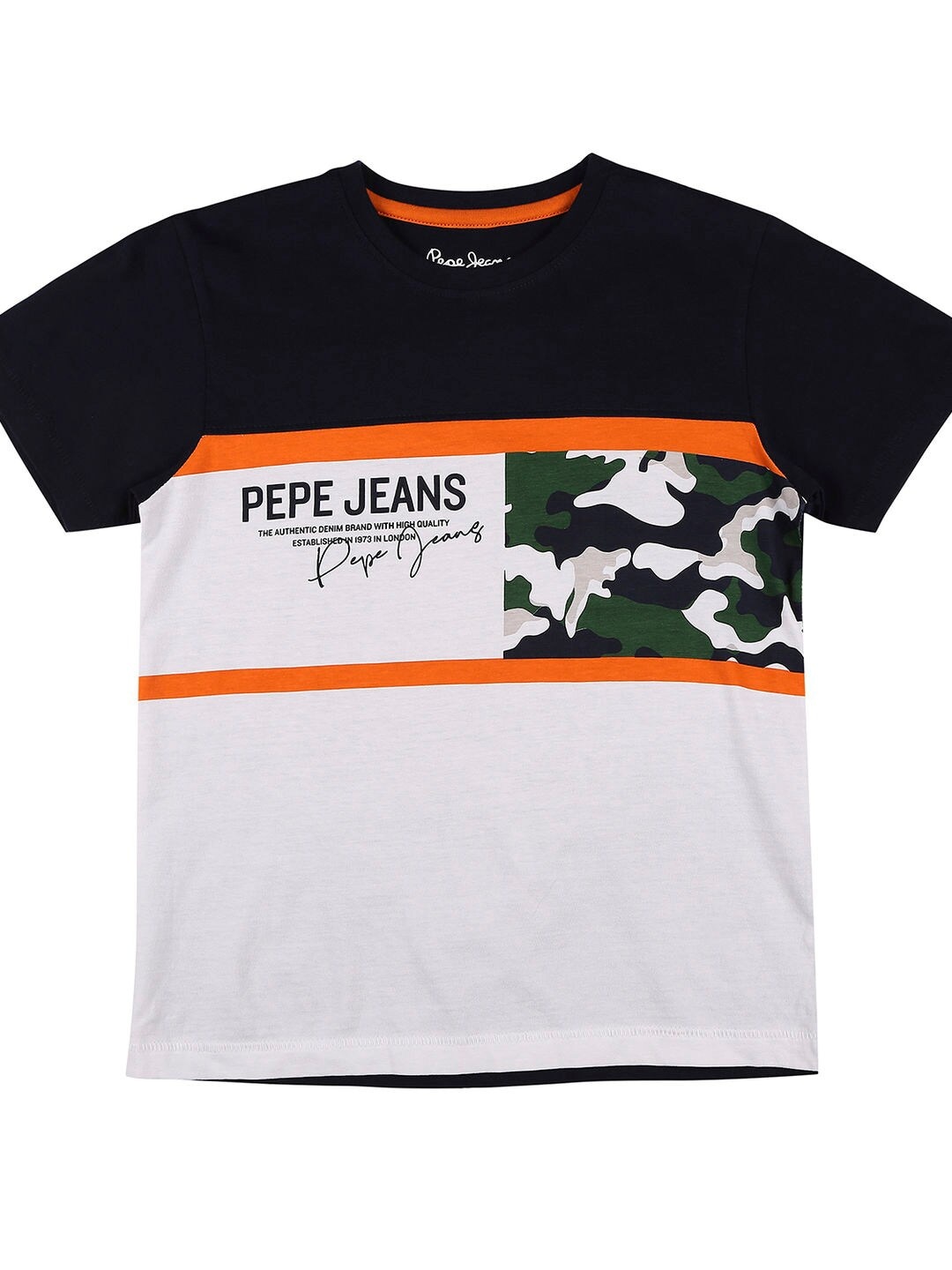 

Pepe Jeans Boys Black & Grey Melange Colourblocked T-shirt