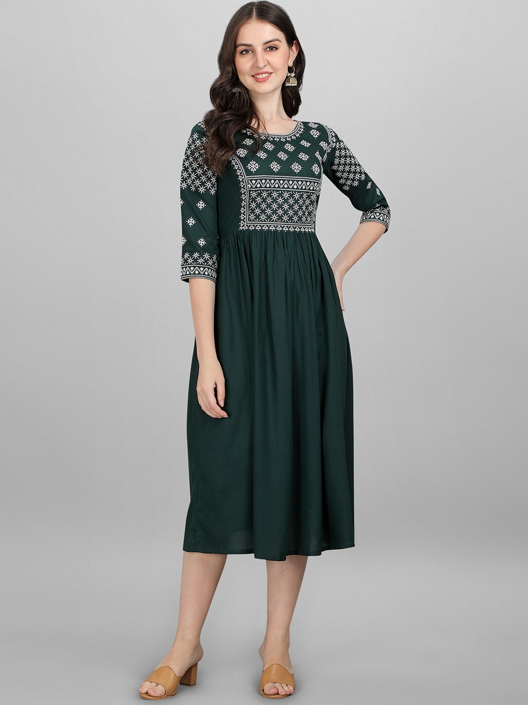 

FabFairy Women Green Yoke Design Anarkali Kurta