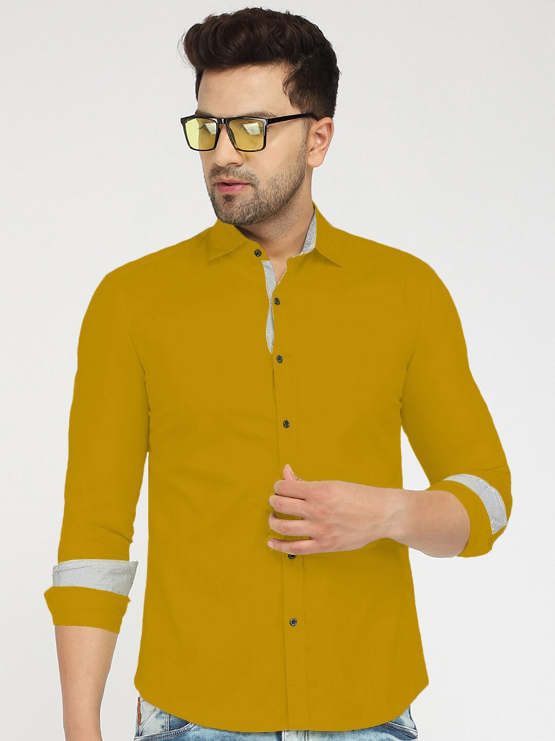

Zombom Men Gold-Toned Standard Casual Shirt