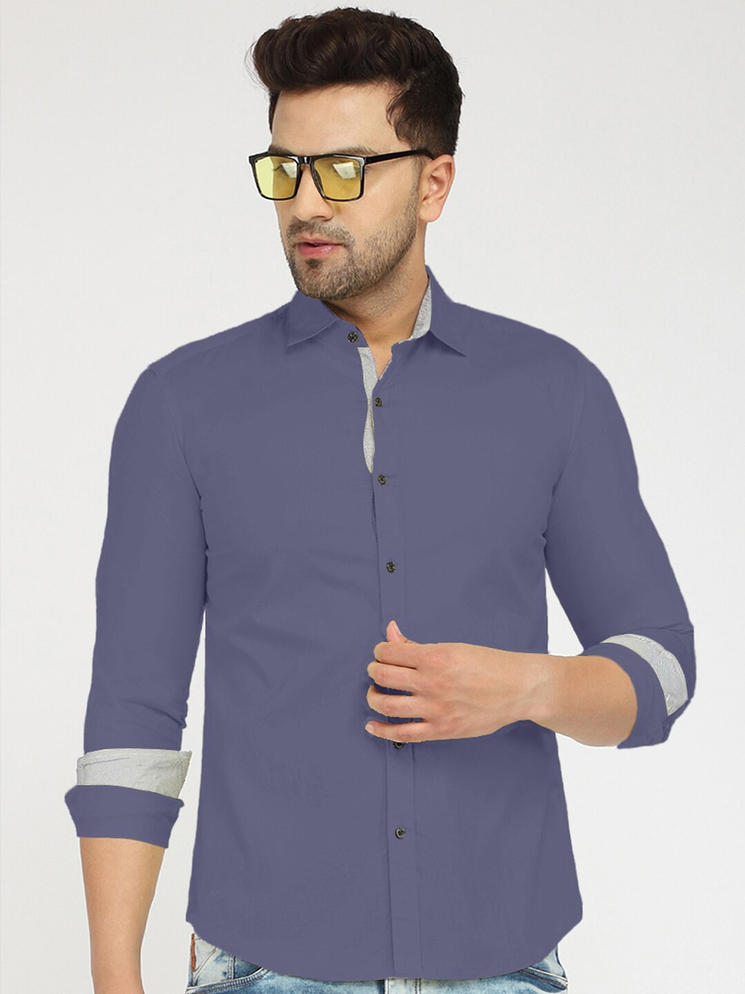 

Zombom Men Grey Standard Casual Shirt