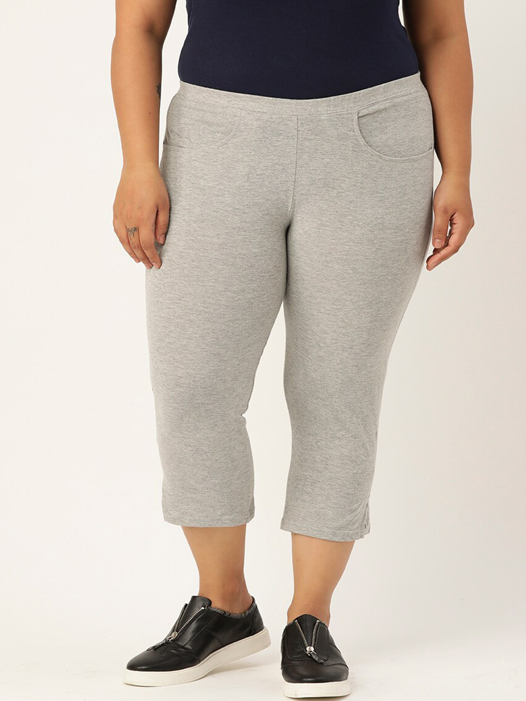 

TheRebelinme Plus Size Women Grey Capris