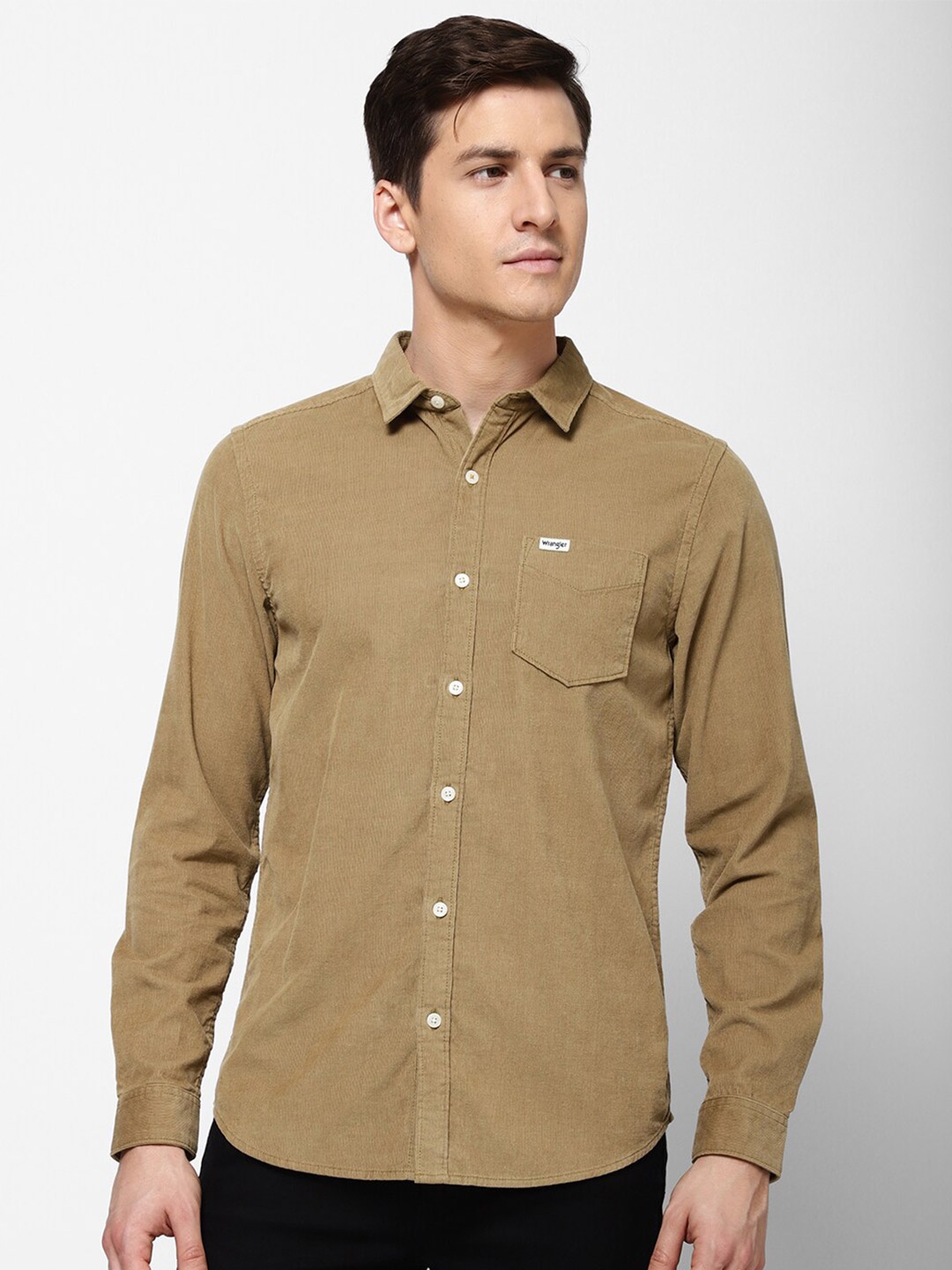 

Wrangler Men Khaki Slim Fit Casual Shirt