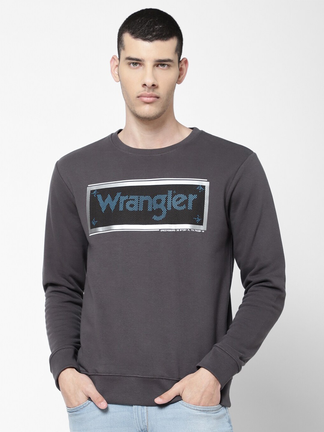 

Wrangler Men Grey Printed Sweatshirt
