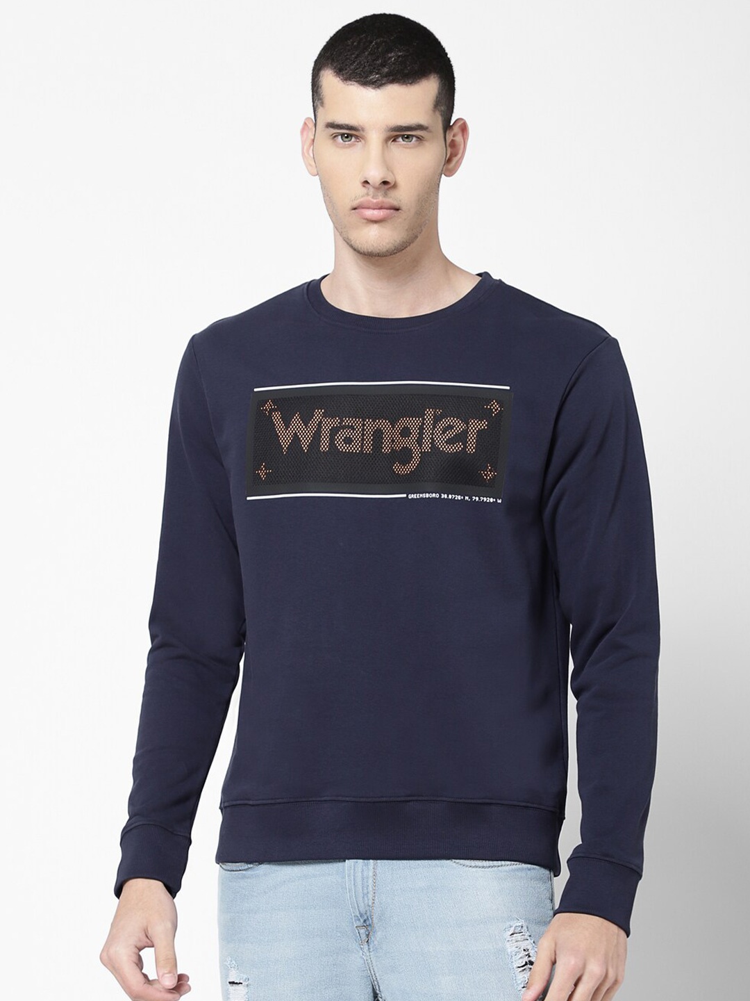 

Wrangler Men Blue Printed Regular Fit Sweatshirt