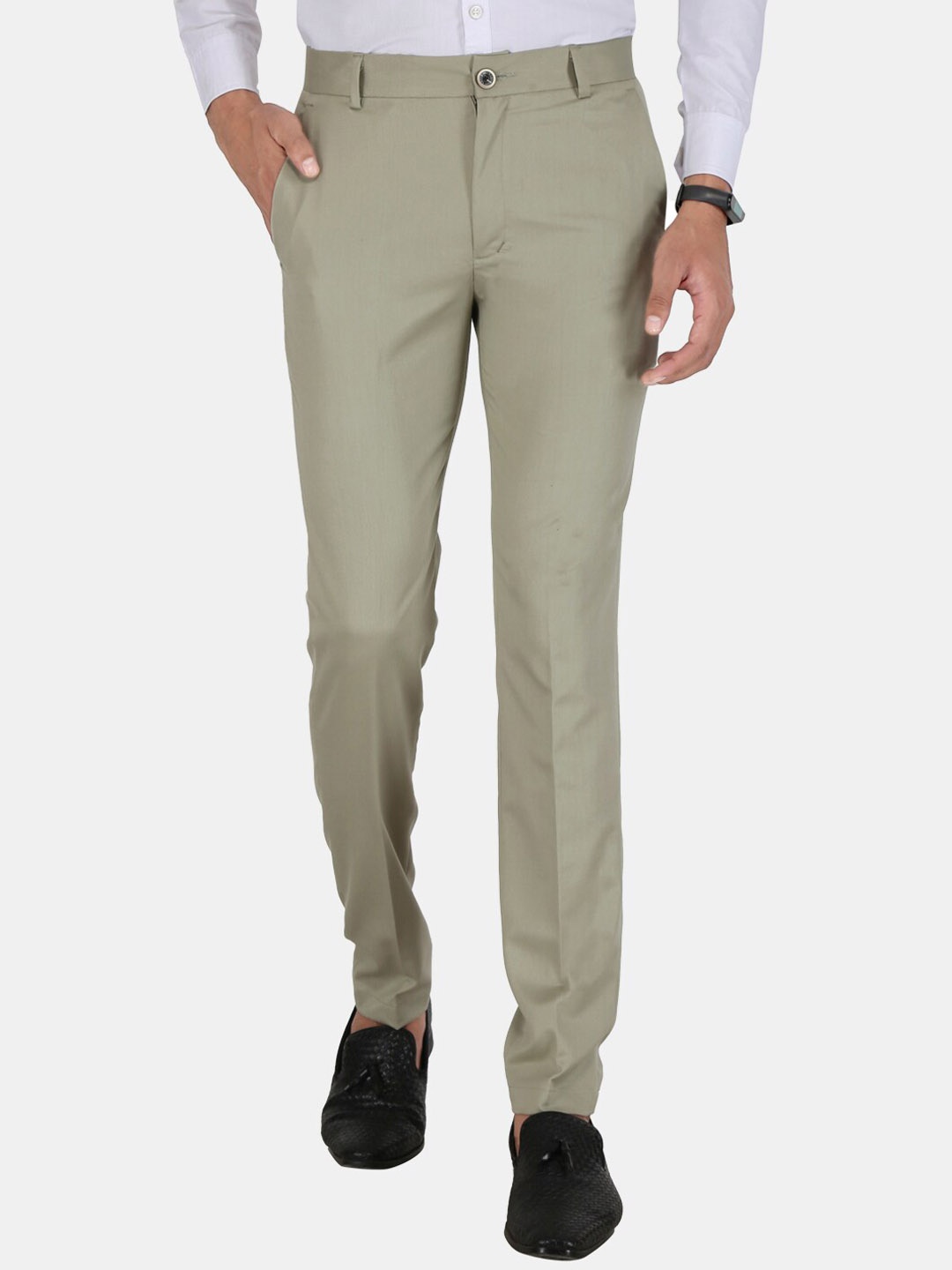 

UNCRAZY Men Olive Green Urban Slim Fit Formal Trousers