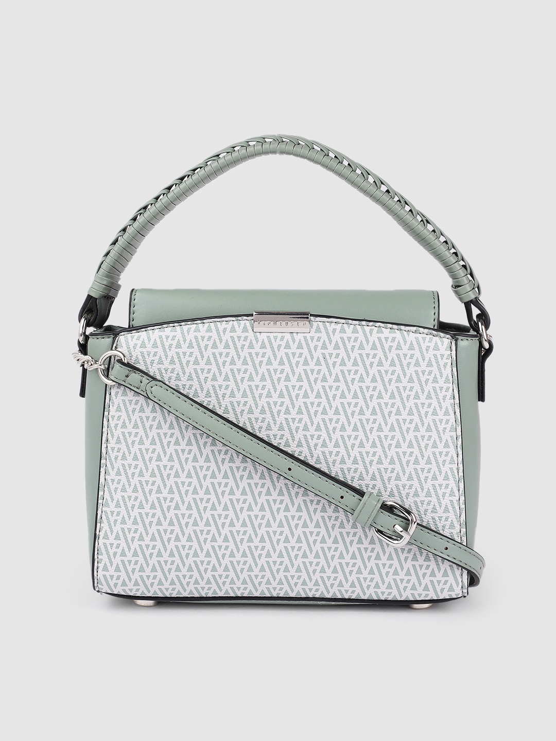 

Van Heusen Women Green Printed Structured Handheld Bag