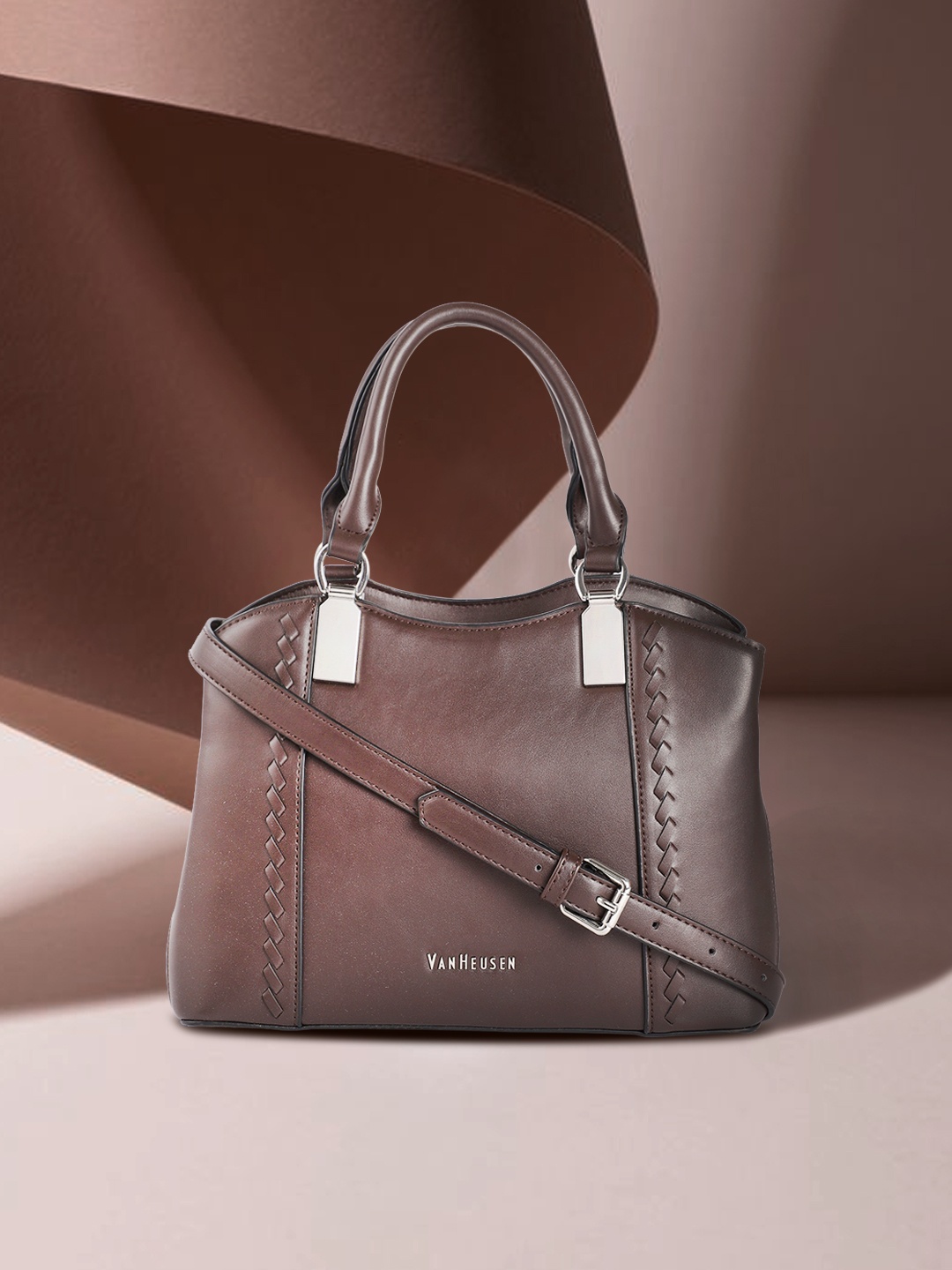 

Van Heusen Women Brown Structured Handheld Bag