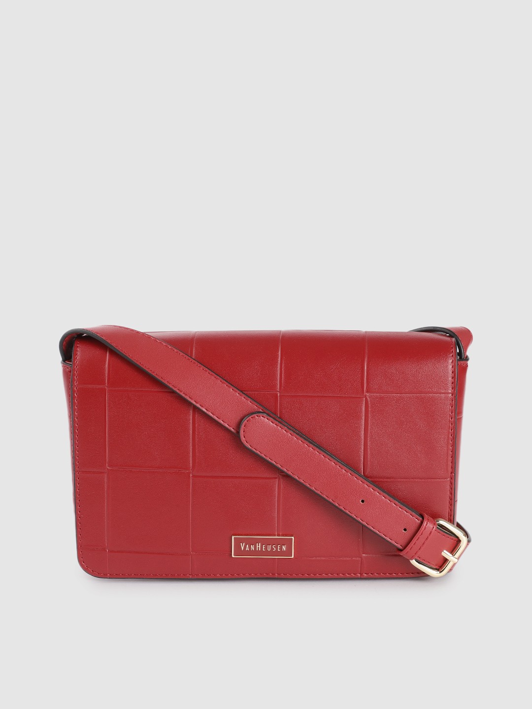 

Van Heusen Women Red Checked Structured Sling Bag