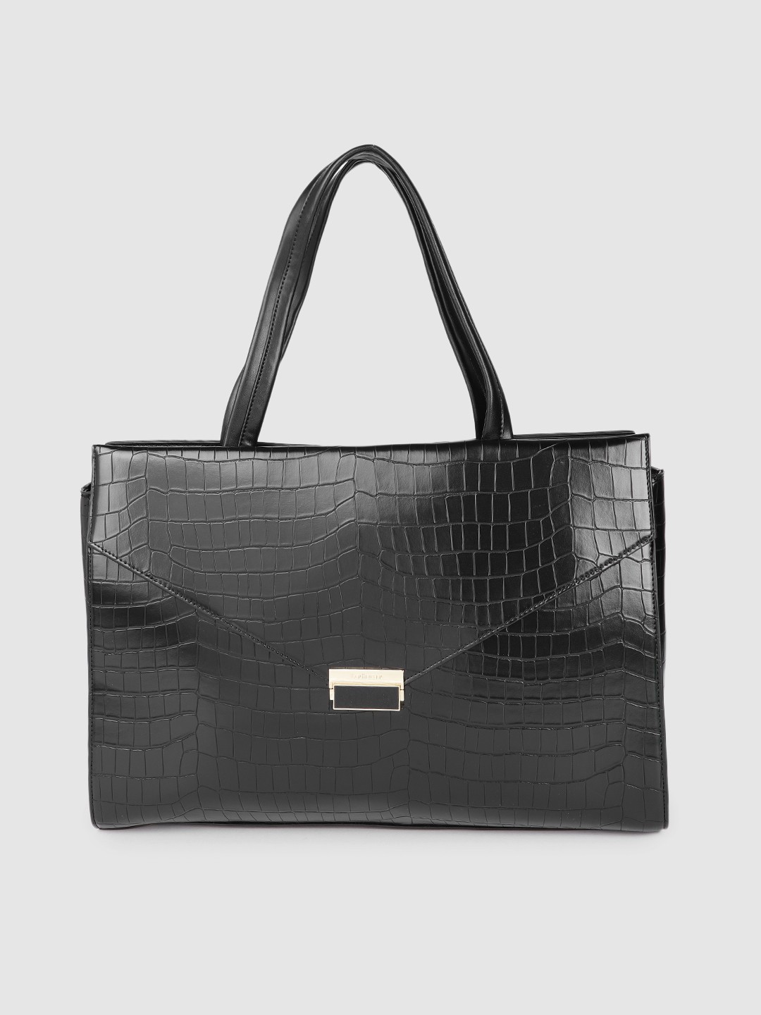

Van Heusen Black Animal Textured PU Oversized Structured Handheld Bag