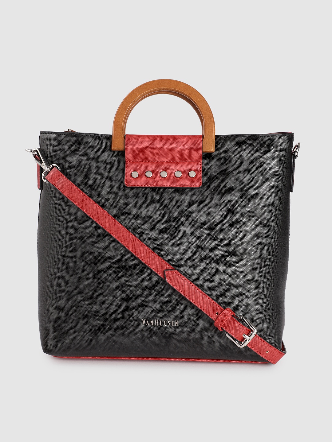 

Van Heusen Women Black Solid Structured Handheld Bag