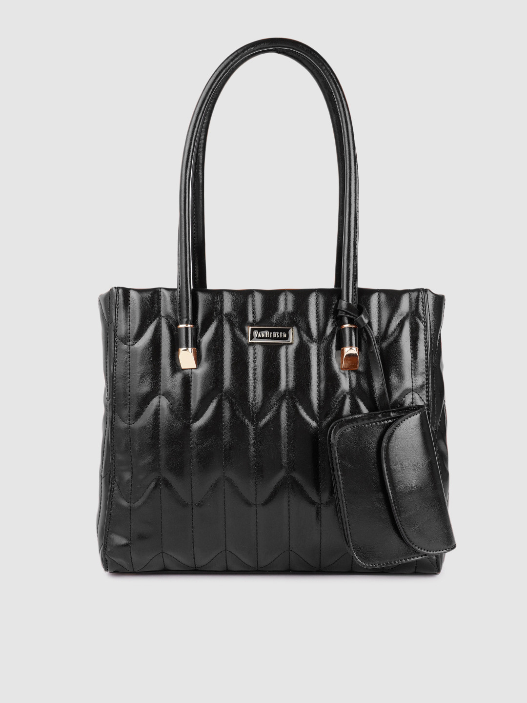 

Van Heusen Black PU Structured Shoulder Bag with Quilted with Mini Purse