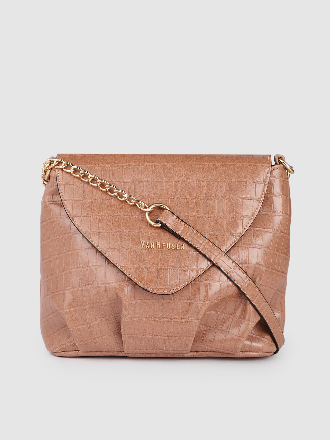 

Van Heusen Beige Animal Textured PU Regular Structured Sling Bag